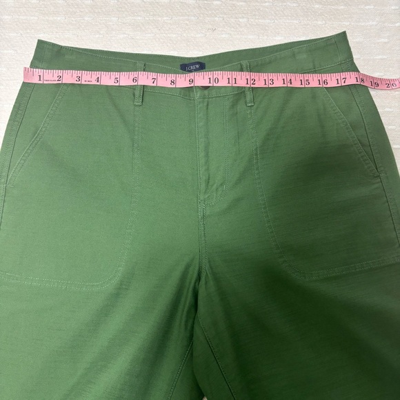 J. Crew Cotton Camp Pant Women’s Size 12 Patch Pockets Tapered Leg Casual Green - Picture 7 of 13